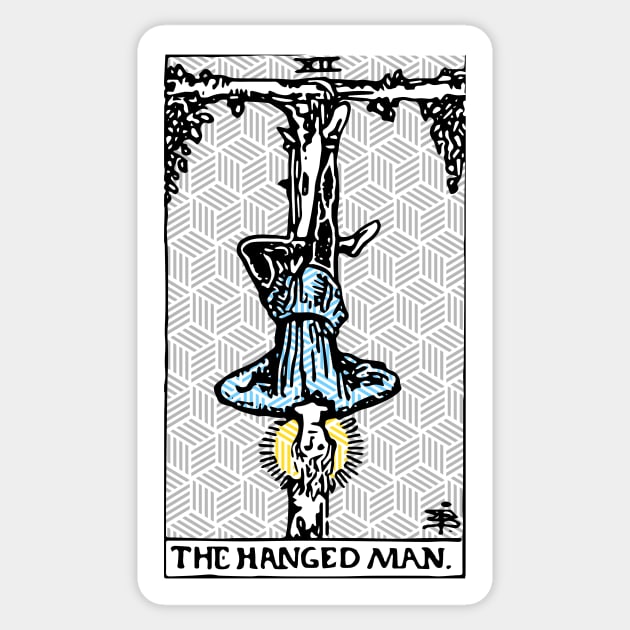 The Hanged Man - A Geometric Tarot Print Sticker by annaleebeer